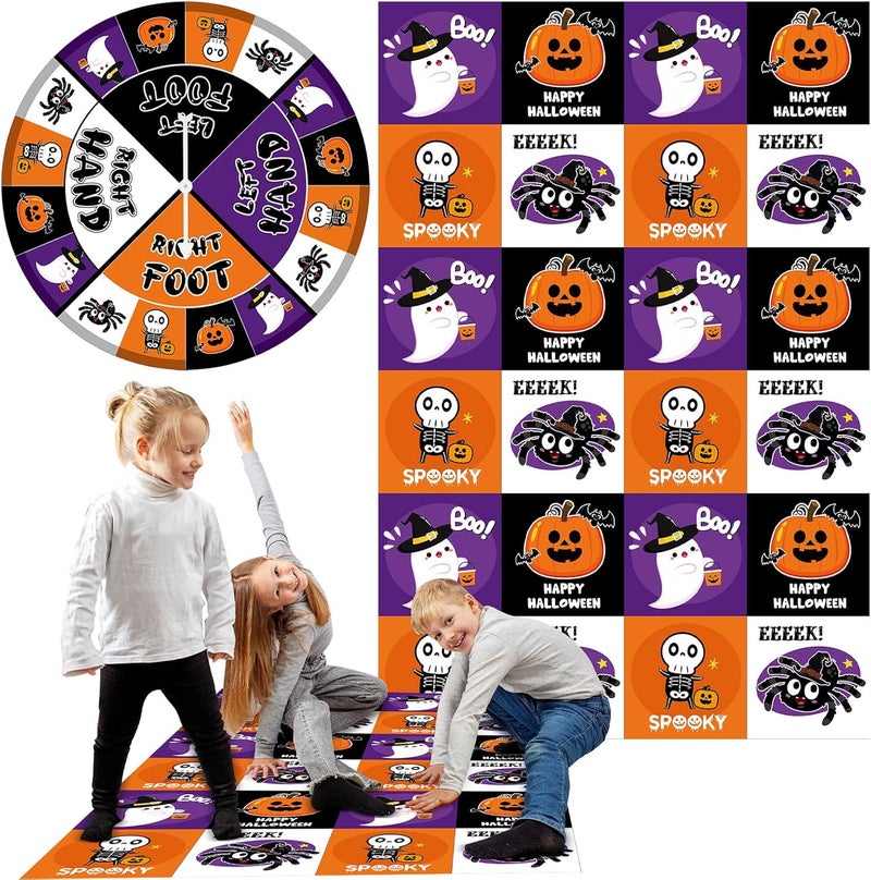 Civaner 3 Pcs Halloween Party Game for Kids with Spinner Halloween Conversation Party Twist Poses Mat Game with Conversation Mat Spinner for Classroom School - Image 1